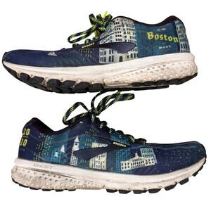 Brooks Ghost 12 Boston Marathon Shoes Sneakers Mens sz 8 Blue Athletic Running